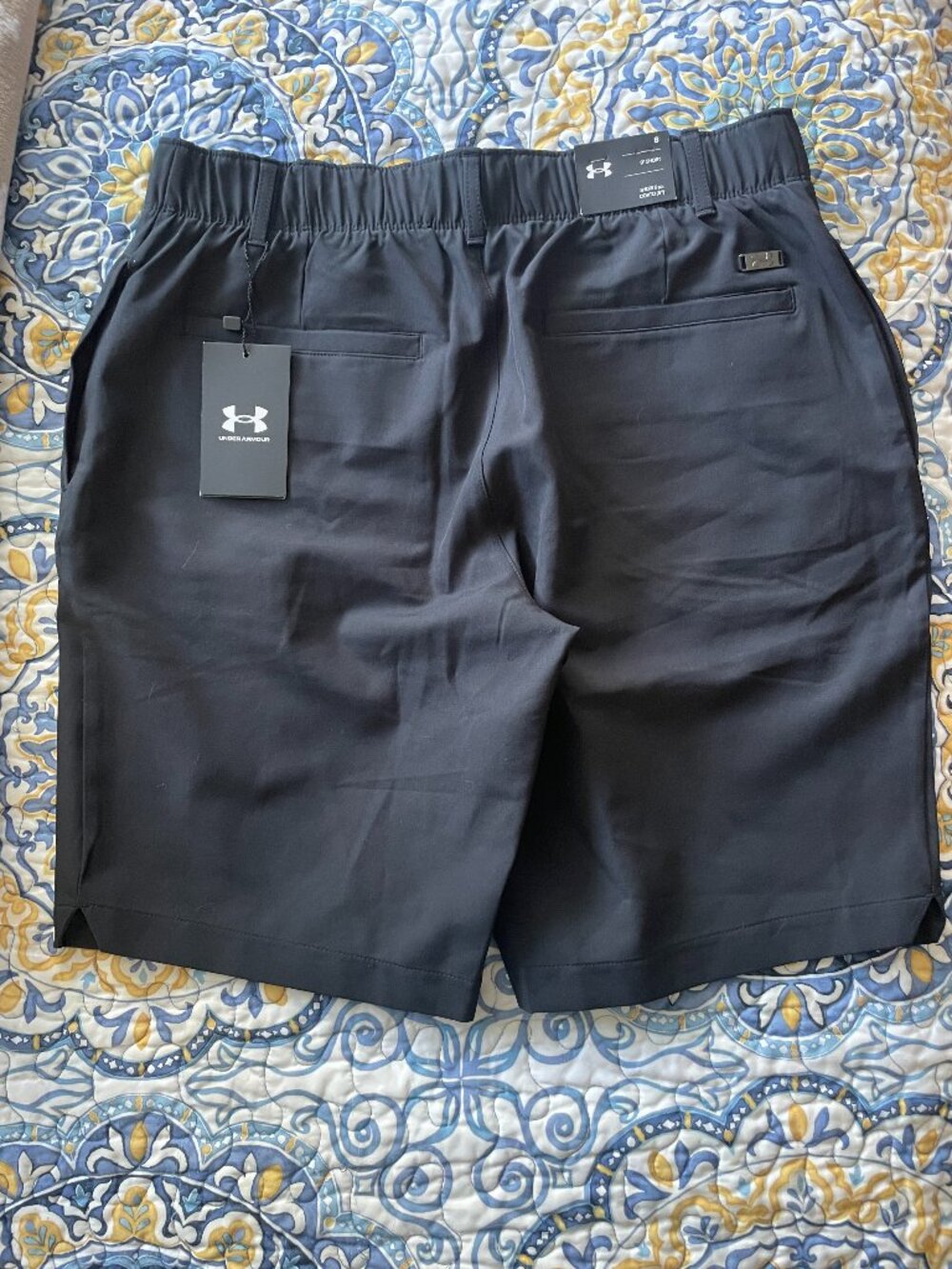 NWT Under Armour Women's Golf Shorts Black Size 8 Elastic Waist 9" Inseam